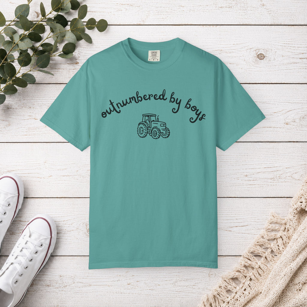 Outnumbered by Boys Tractor Shirt | Boy Mom T-Shirt | Farm Mom Tee | Country Mama Shirt | Mom of Boys