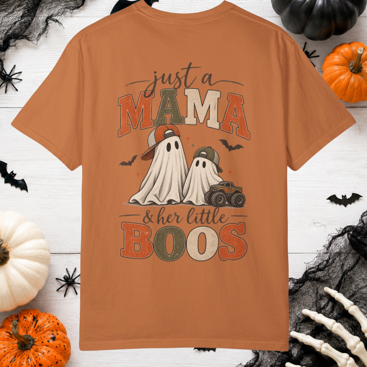 Comfort Colors Halloween Mama Shirt, Just a Mama and Her Little Boos Tee, Boy Mom Halloween Shirt, Vintage Ghost Mama Shirt