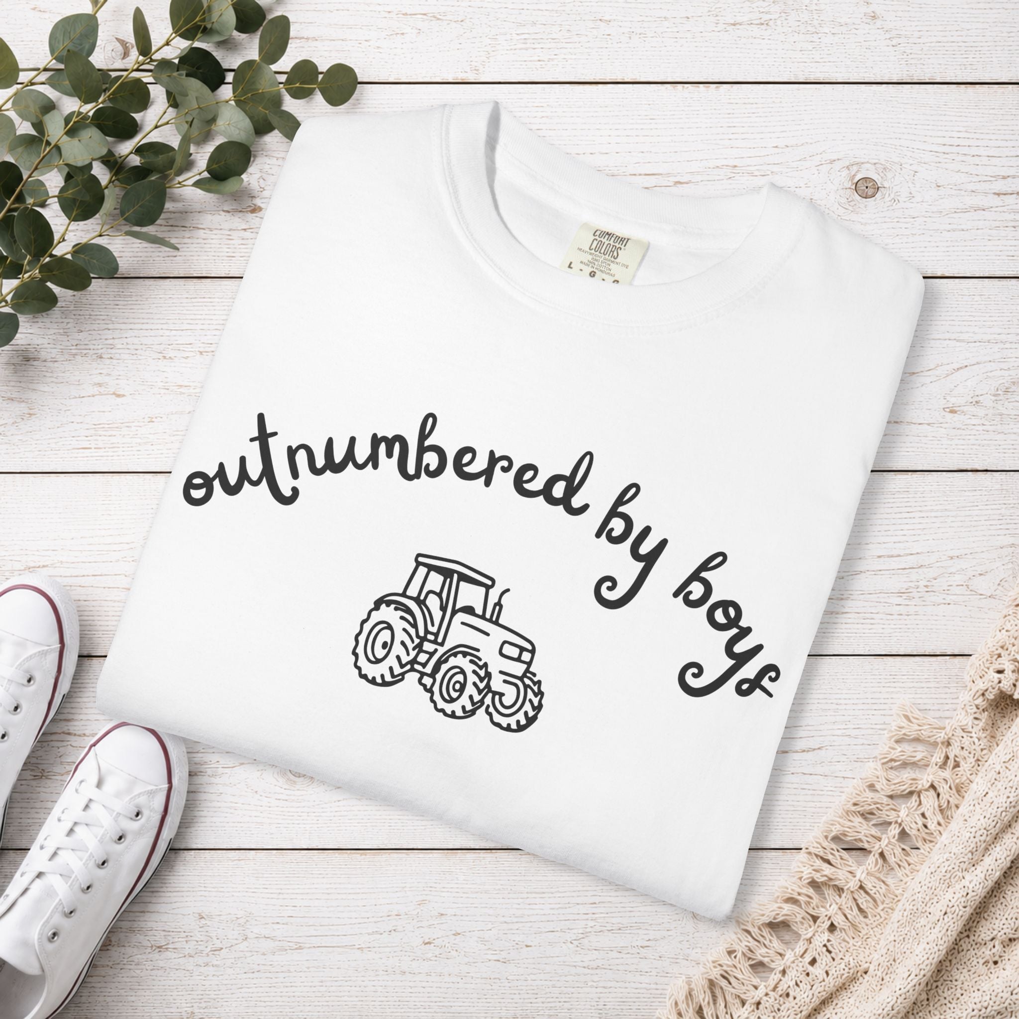 Outnumbered by Boys Tractor Shirt | Boy Mom T-Shirt | Farm Mom Tee | Country Mama Shirt | Mom of Boys