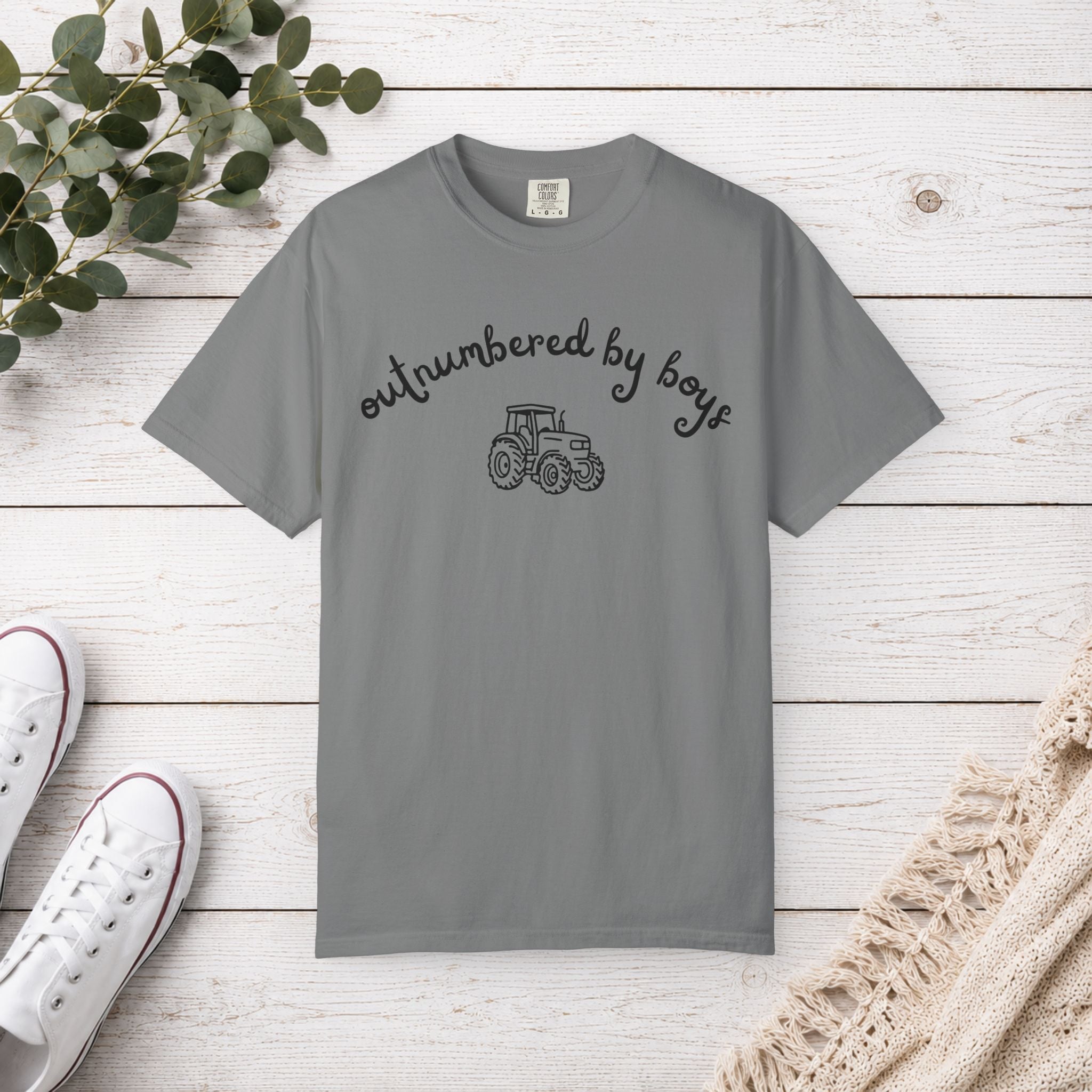 Outnumbered by Boys Tractor Shirt | Boy Mom T-Shirt | Farm Mom Tee | Country Mama Shirt | Mom of Boys