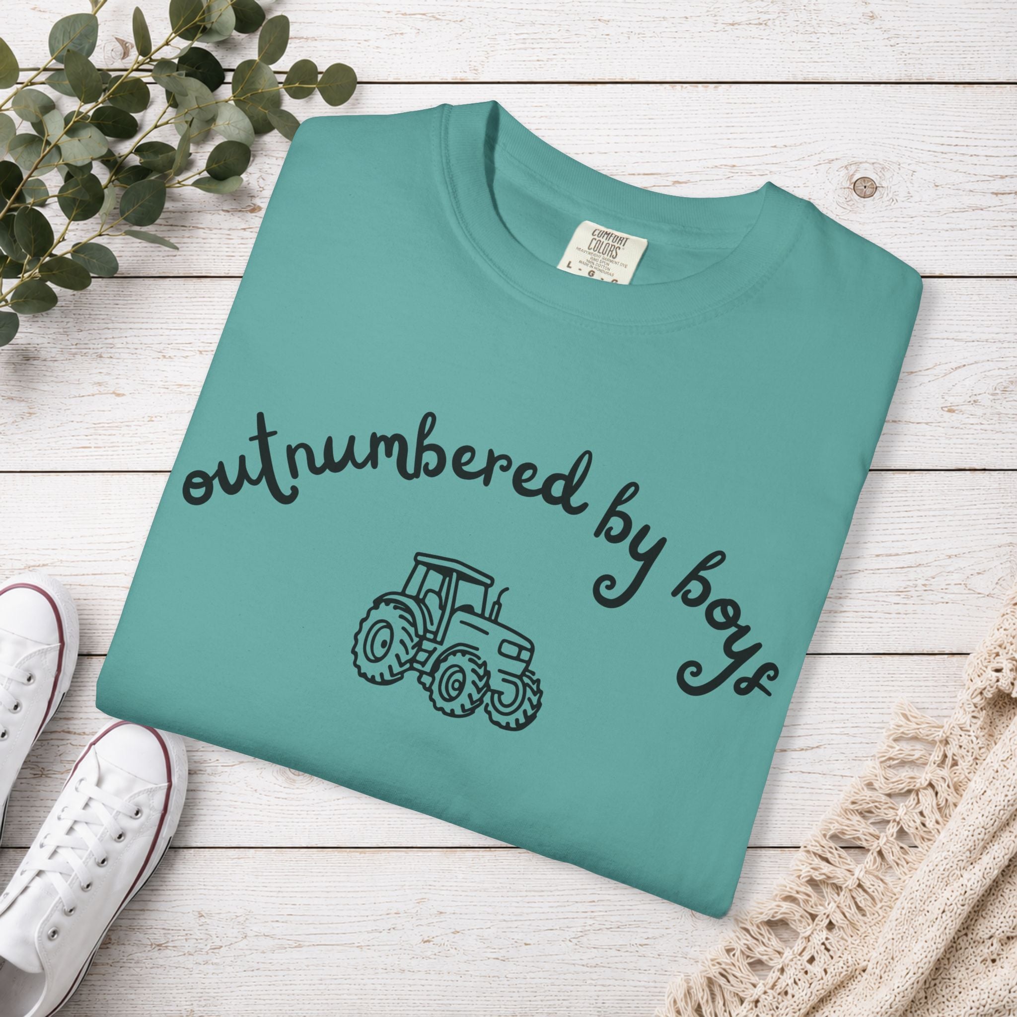 Outnumbered by Boys Tractor Shirt | Boy Mom T-Shirt | Farm Mom Tee | Country Mama Shirt | Mom of Boys